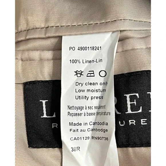 NWT $295 RALPH LAUREN Mens 40R Suit Blazer Sport Jacket LINEN Lassiter Plaid Tan